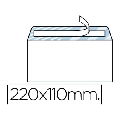 Liderpapel Sobre liderpapel n.2 blanco din americano 110x220mm tira de silicona open system caja de 500 unidades