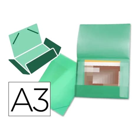 Liderpapel Carpeta liderpapel portadocumentos 44803 solapas polipropileno din a3 verde translucido lomo flexible
