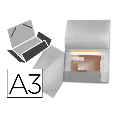 Liderpapel Carpeta liderpapel portadocumentos 44804 solapas polipropileno din a3 transparente translucido lomo flexible
