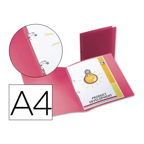 Liderpapel Carpeta liderpapel 2 anillas redondas mini 15 mm 49070 polipropileno din a4 rojo translucido
