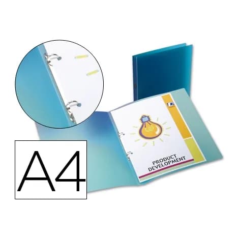 Liderpapel Carpeta liderpapel 2 anillas redondas mini 15 mm 49072 polipropileno din a4 azul translucido