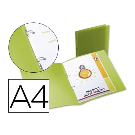 Liderpapel Carpeta liderpapel 2 anillas redondas mini 15 mm 49073 polipropileno din a4 verde translucido