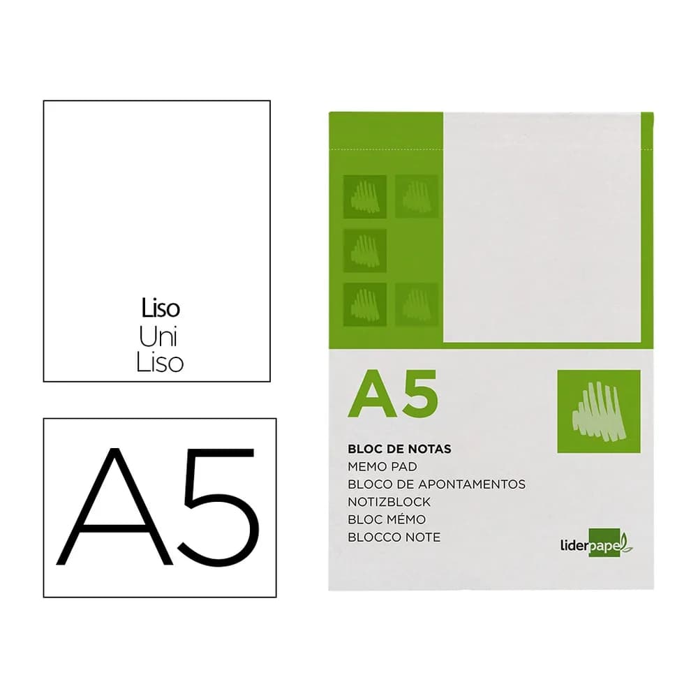Liderpapel Bloc notas liderpapel liso a5 80 hojas 60g/m2 perforado
