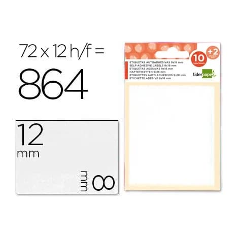Liderpapel Etiquetas liderpapel sobre de 10 h. + 2 h. obsequio 8x12 mm -72 unidades por hoja