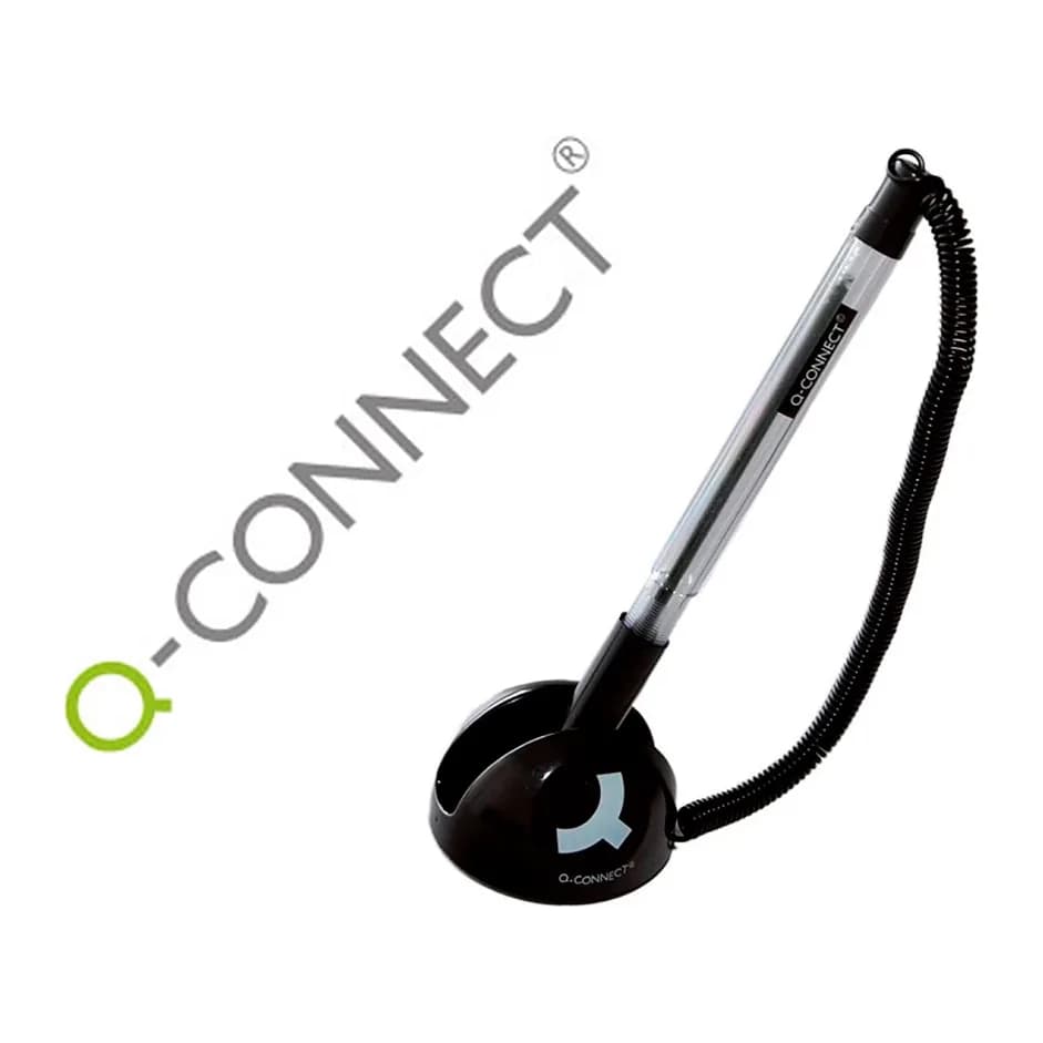 Q-connect Boligrafo extensible q-connect con cadena plastico y soporte adhesivo