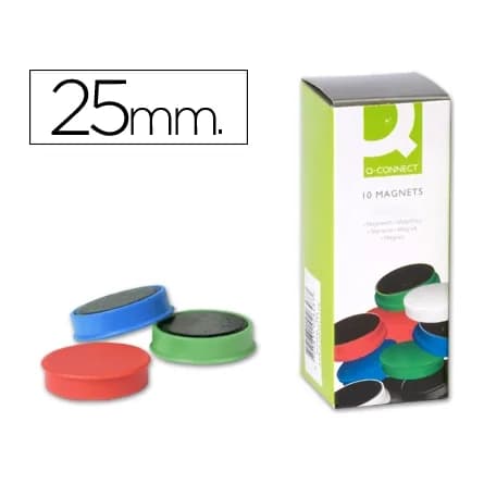 Q-connect Iman para sujecion q-connect ideal para pizarras magneticas25 mm colores surtidos caja de 10 unidades