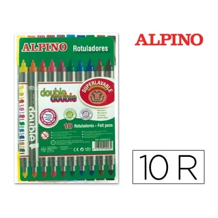 Alpino Rotulador alpino double double punta gruesa y punta fina caja de 10+2 unidades colores surtidos
