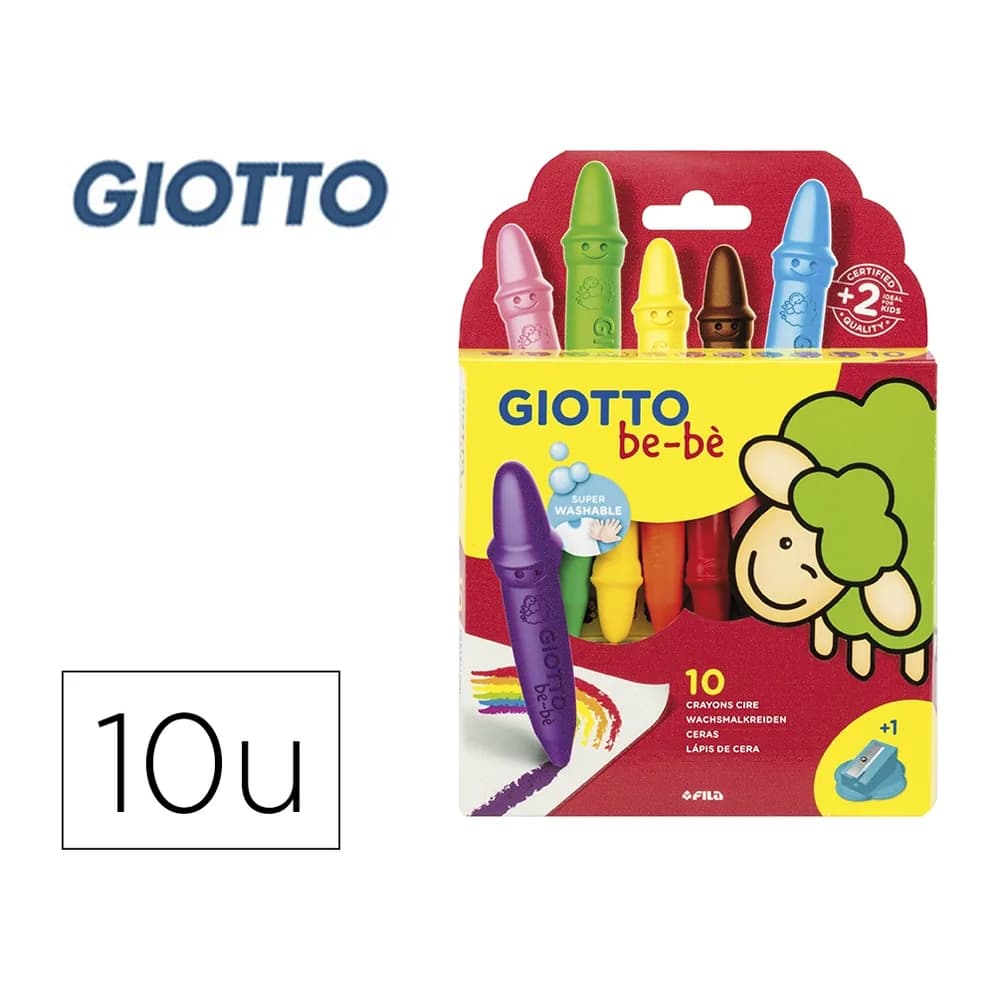 Giotto Lapices cera giotto super bebe caja de 10 colores surtidos + sacapuntas