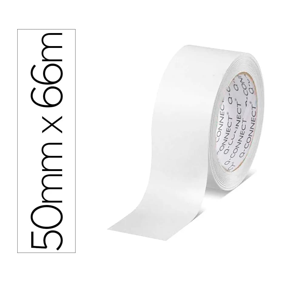 Q-connect Cinta adhesiva q-connect polipropileno blanca 66 mt x 50 mm para embalaje