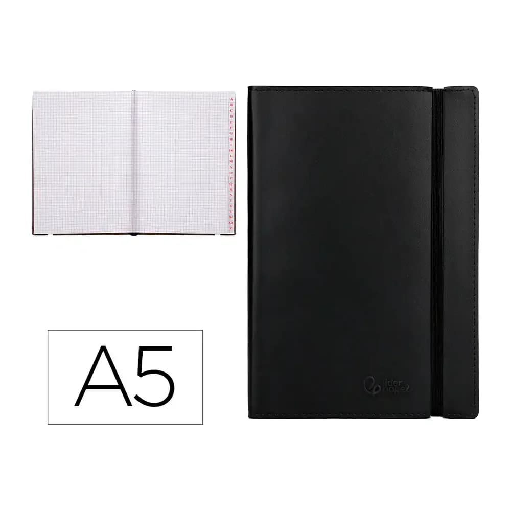 Liderpapel Libreta indice liderpapel similpiel a5 120 hojas 70gr color negro