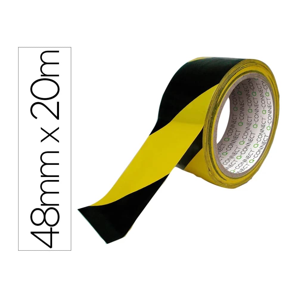 Q-connect Cinta adhesiva q-connect de seguridad amarilla y negra 20 mt x 48 mm