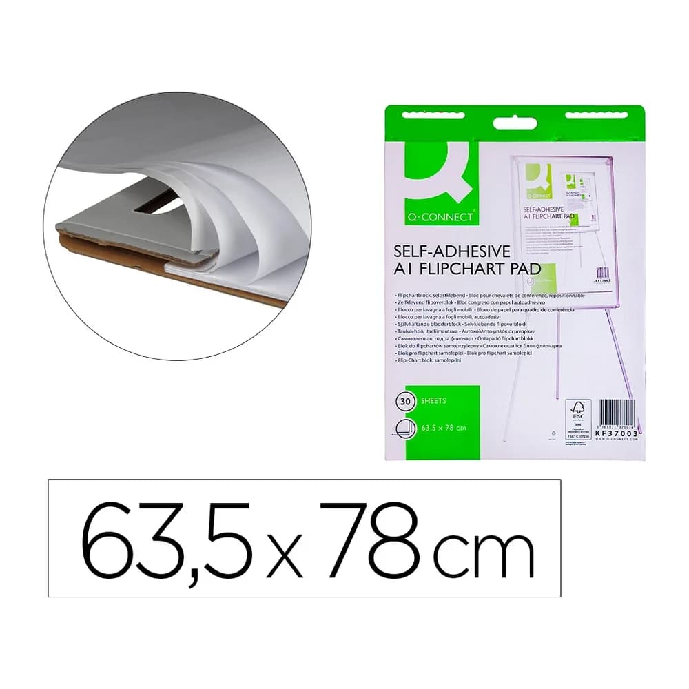 Q-connect Bloc congreso q-connect papel autoadhesivo 635x830 mm fsc 30 hojas 70g/m2