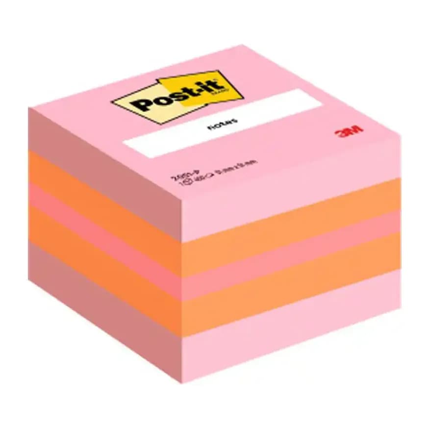 Post-it Bloc de notas adhesivas quita y pon post-it 51x51 mm minicubo color rosa 2051-p 400 hojas
