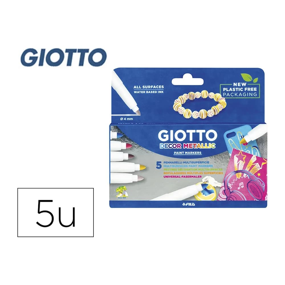 Giotto Rotulador giotto decor metal caja de 5 unidades colores surtidos