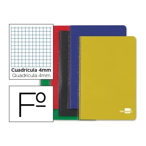 Liderpapel Cuaderno espiral liderpapel a4 tapa dura 80h 75 gr cuadro 4mm con margen surtidos