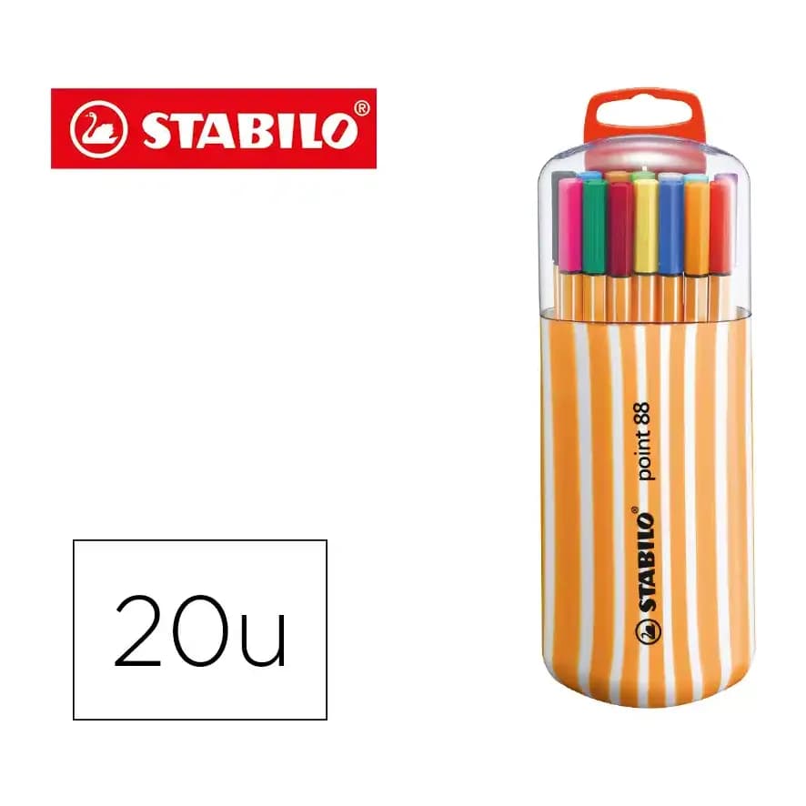 Stabilo Rotulador stabilo punta de fibra point 88 zebrui estuche de 20 unidades colores surtidos