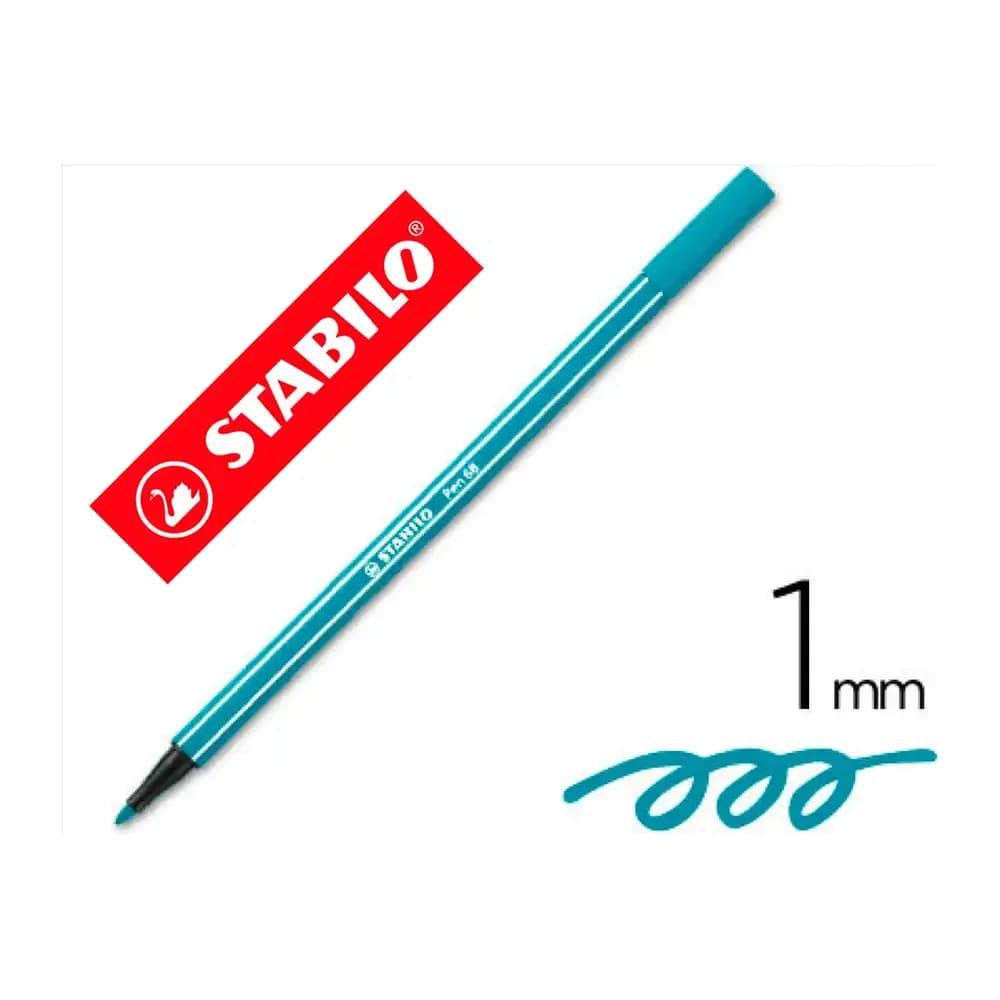 Stabilo Rotulador stabilo acuarelable pen 68 turquesa punta gruesa 1mm
