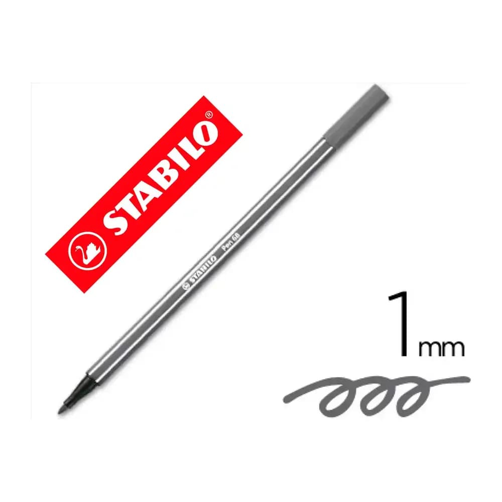 Stabilo Rotulador stabilo acuarelable pen 68 gris azulado medio punta gruesa 1mm