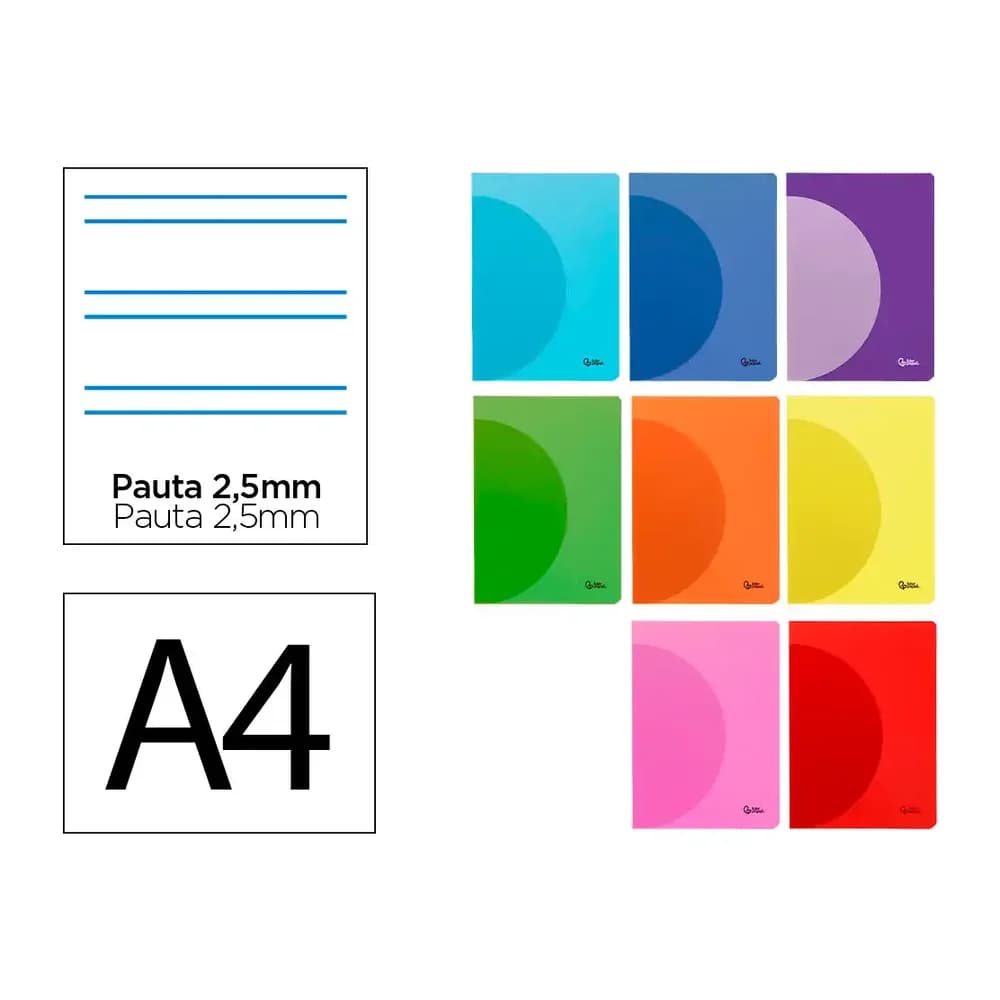 Liderpapel Libreta liderpapel 360 tapa de plastico a4 48 hojas 90gr pauta 5 2,5mm con margen colores surtidos