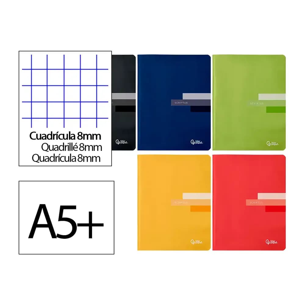 Liderpapel Libreta liderpapel scriptus a5 48 hojas 90gr cuadro 8mm con margen