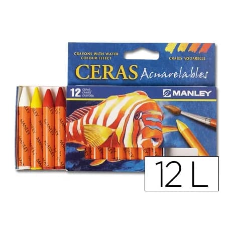 Manley Lapices cera manley acuarelable caja de 12 unidades colores surtidos