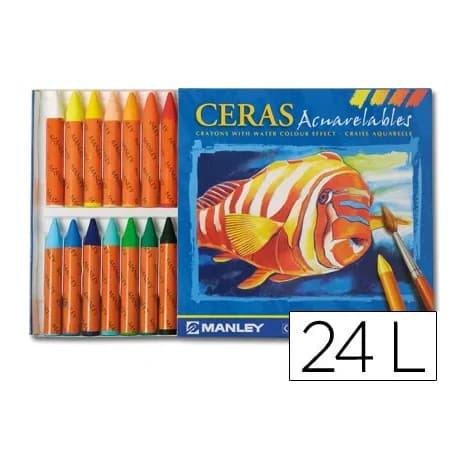Manley Lapices cera manley acuarelable caja de 24 unidades colores surtidos