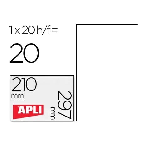 Apli Etiqueta adhesiva apli translucidas 1225 210x297 mm fotocopiadora laser caja con 20 etiquetas