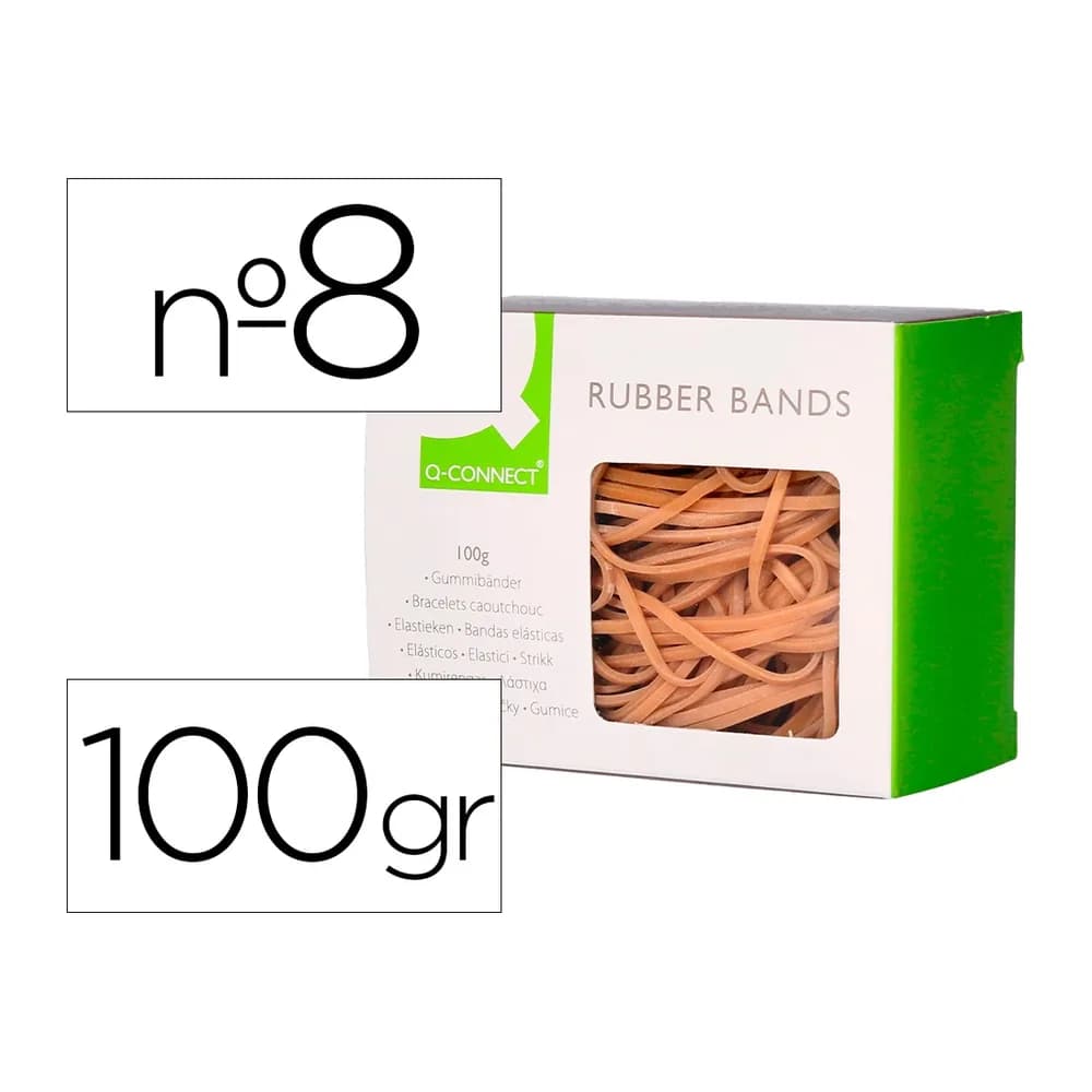 Q-connect Gomillas elasticas q-connect 100 gr numero 8 80 x 2 mm