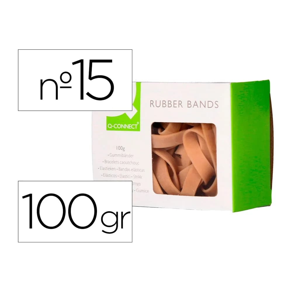 Q-connect Bandas elasticas q-connect 100 gr 150x9 mm numero 15