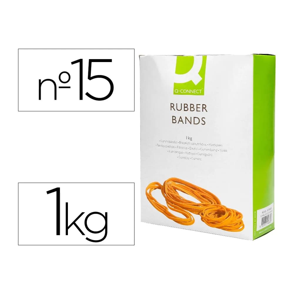 Q-connect Bandas elasticas q-connect 1000 gr 150 x 9 mm numero 15