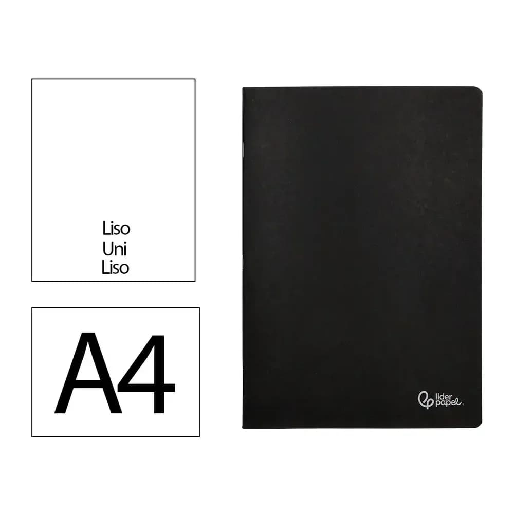 Liderpapel Libreta liderpapel tapa negra a4 80 hojas 60gr liso con doble margen