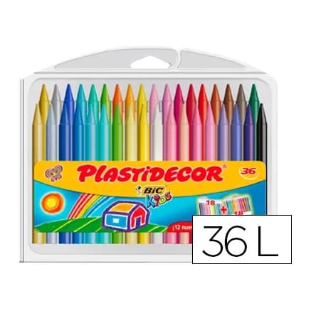 Plastidecor Lapices cera plastidecor caja de 36 colores surtidos