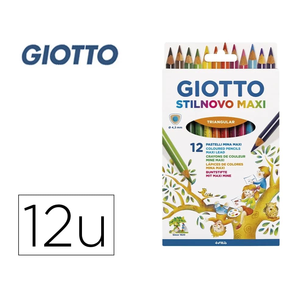 Giotto Lapices de colores giotto stilnovo maxi caja de 12 unidades colores surtidos mina 4,3 mm