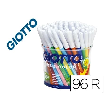 Giotto Rotulador giotto turbo color bote de 96 unidades 12 colorespor 8 unidades de cada color lavables con punta bloqueada