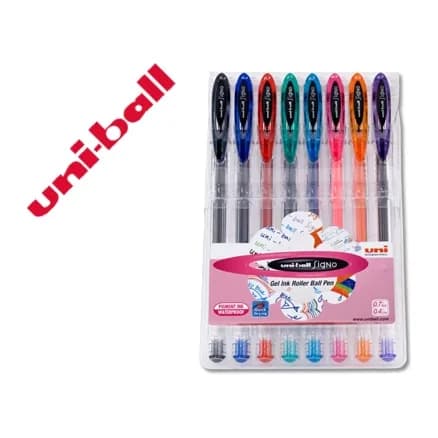 Uniball Boligrafo uni ball um-120 signo 0,7 mm tinta gel estuche de 8 colores basicos