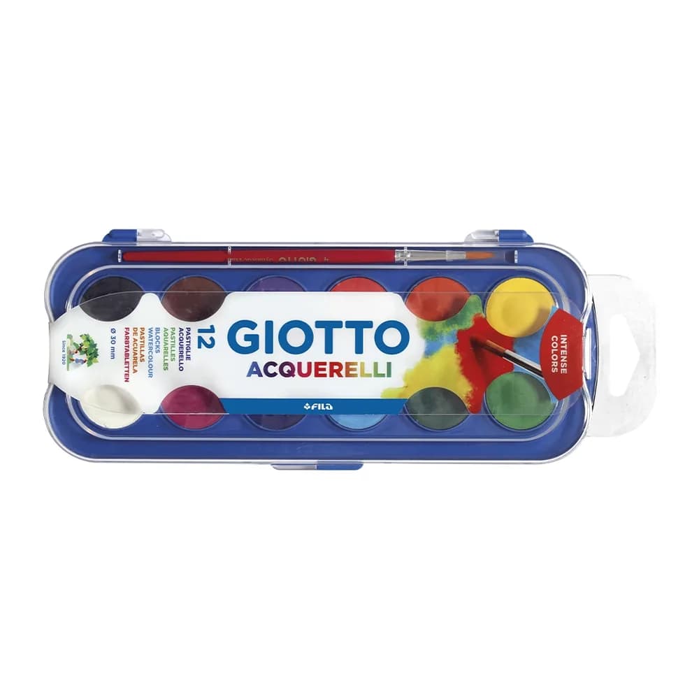 Giotto Acuarela giotto 12 colores con pincel estuche de plastico