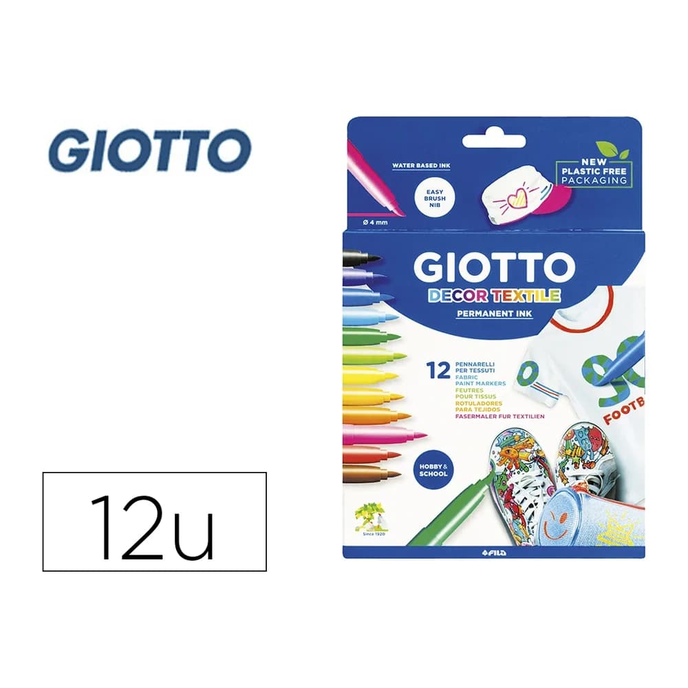 Giotto Rotulador giotto decor textile para camisetas caja de 12 unidades colores surtidos