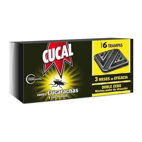 Cucal Trampa cucal contra cucarachas y huevos doble cebo 3 meses de eficacia pack de 6 trampas