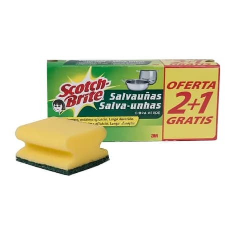 Scotch brite Estropajo salvauñas scotch brite fibra verde paquete 2+1 gratis