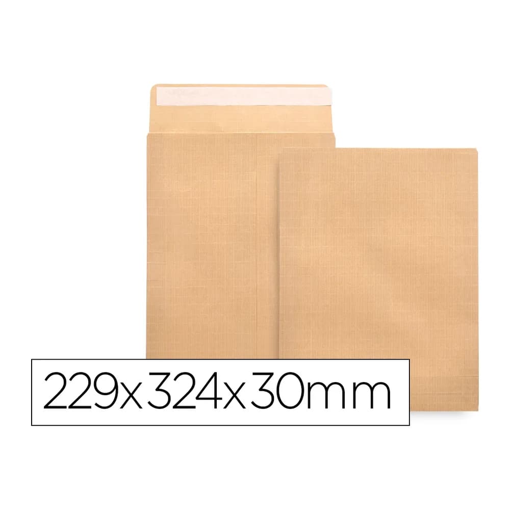 Liderpapel Sobre liderpapel bolsa fuelle kraft 229x324x30 mm solapa tira de silicona papel 120 gr caja de 50 unidades