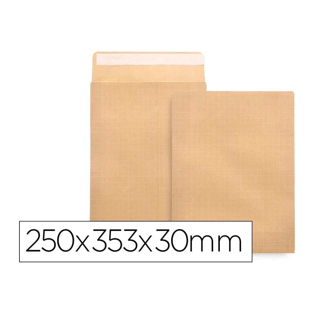 Liderpapel Sobre liderpapel bolsa fuelle kraft 250x353x30 mm solapa tira de silicona papel 120gr cajade 50 unidades