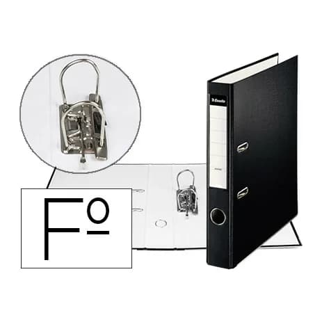 Esselte Archivador de palanca esselte carton forrado pvc folio lomo de 50 mm con rado negro
