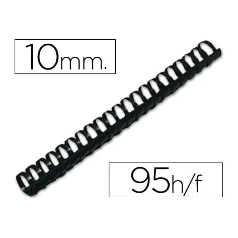 Q-connect Canutillo q-connect redondo 10 mm plastico negro capacidad 95 hojas caja de 100 unidades