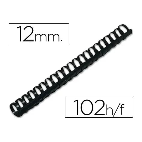 Q-connect Canutillo q-connect redondo 12 mm plastico negro capacidad 102 hojas caja de 100 unidades