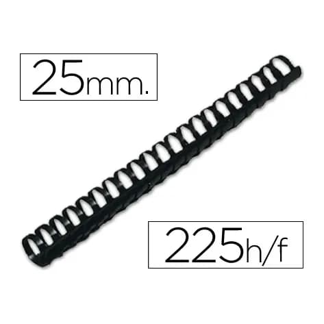 Q-connect Canutillo q-connect redondo 25 mm plastico negro capacidad 225 hojas caja de 50 unidades