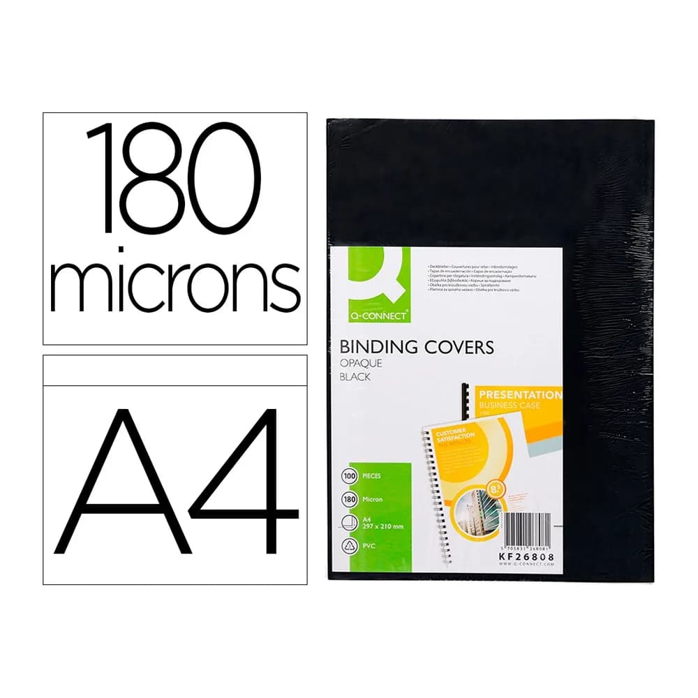 Q-connect Tapa de encuadernacion q-connect pvc din a4 opaca 180 micras caja de 100 unidades