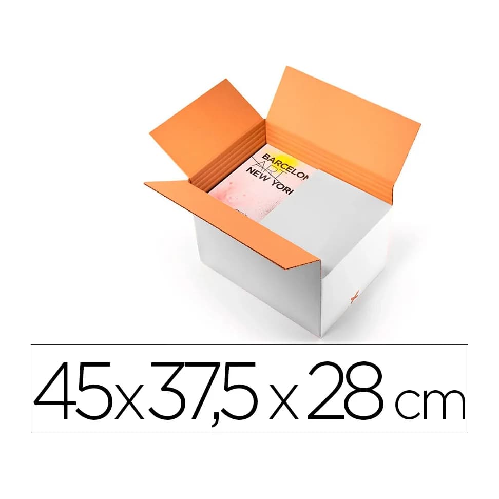 Q-connect Caja para embalar q-connect ultra resistente regulable en altura carton canal doble 7 mmcolor blanco 450x280x375 mm