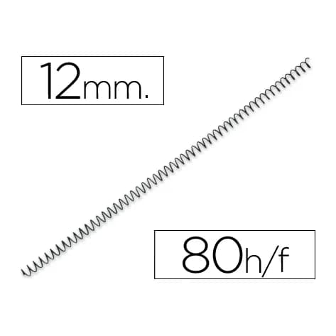 Q-connect Espiral metalico q-connect 64 5:1 12 mm 1mm caja de 200 unidades