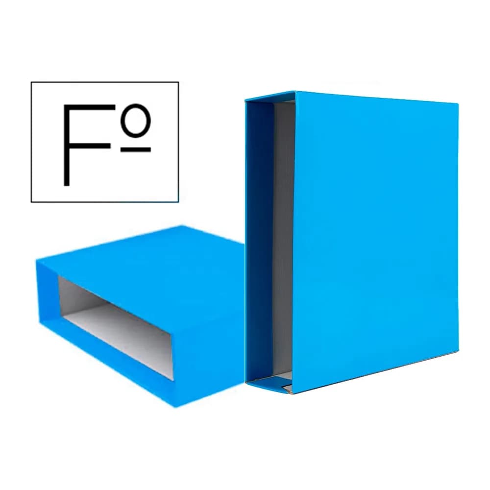 Liderpapel Caja archivador liderpapel de palanca carton folio documenta lomo 75mm celeste