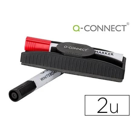 Q-connect Borrador q-connect magnetico con rotulador rojo y negro para pizarra blanca